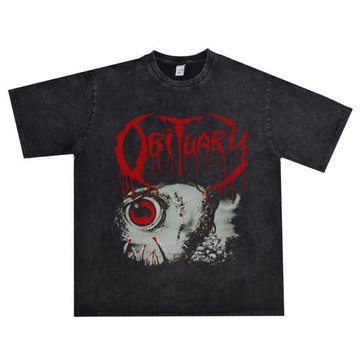 數碼直噴死亡金屬樂隊OBITUARY生死簿搖滾印花T恤短袖長袖寬松