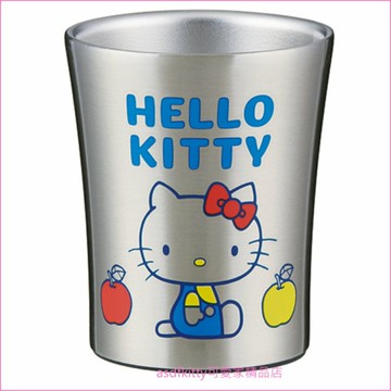 asdfkitty*KITTY蘋果不流汗真空不鏽鋼保冷保溫杯-250ML-不燙手-日本正版商品