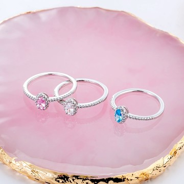 【Majalica】925純銀戒指．瑰麗．無名指．橢圓滿鑽．中指戒