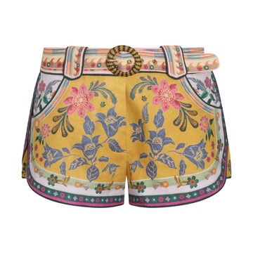 Zimmermann - Mustard Multicolour Cotton Shorts