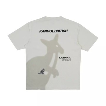 KANGOL 短T 白灰 落肩 袋鼠影子T 短袖 上衣 中性 6625100609