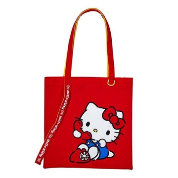 【震撼精品百貨】凱蒂貓_Hello Kitty~日本SANRIO三麗鷗 KITTY棉質直式肩背袋-姓名動作款*59979