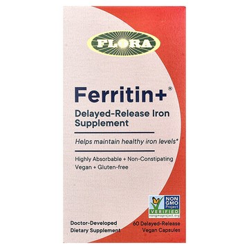 Flora, 鐵蛋白+®，60 粒緩釋全素膠囊（每粒膠囊 20 毫克）