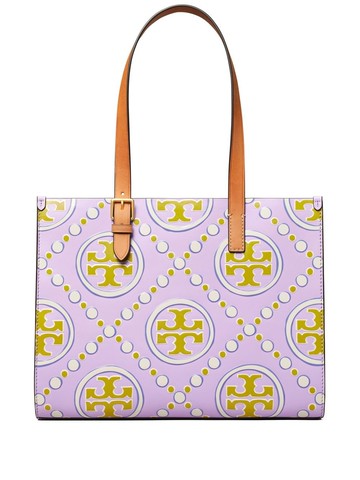 Tory Burch - T Monogram embossed tote - women - Leather/Suede - One Size - Purple