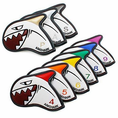 AIMSHARK (エイムシャーク) ゴルフアイアンカバー 9点セット ゴルフヘッドカバー (ホワイトセット)
