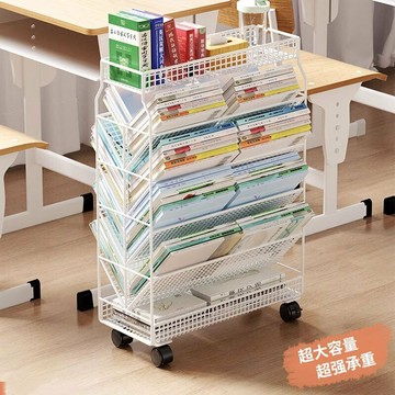 可移動帶輪書架桌下置物架書籍書本收納書桌旁桌邊落地小推車書柜