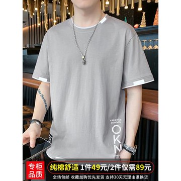 男士短袖t恤2025新款夏季寬松圓領潮流ins夏天純棉半袖男裝上衣服