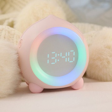 桃趣智慧鬧鐘 睡眠訓練炫彩燈光電子器 聲控喚醒暖白夜燈定時鐘