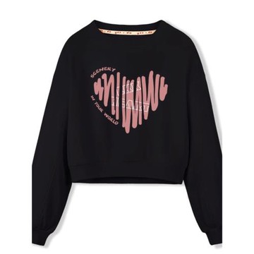 粉色秋冬愛心衛衣女裝小個子2025年新款圓領短款高腰秋冬薄款上衣