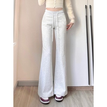 【 𝑭𝒍𝒐𝒘𝒆𝒓𝒔𝒆𝒂】美式微喇褲女 運動長褲 高腰褲 修身 垂感顯瘦 潮流休閒褲 長褲女