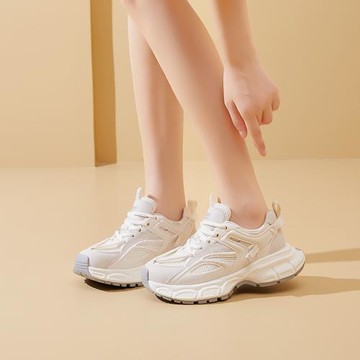 2024秋季新款透氣網面鞋女厚底增高超火ins老爹鞋百搭休閑運動鞋