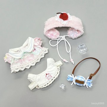 臺灣出貨 10cm娃衣 娃娃衣服 可愛甜美少女心“草莓櫻桃”小清新格子娃衣 10cm玩偶換裝 娃娃換裝 10公分娃衣