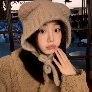 【太妮絲Z108】現貨 綁帶貓耳朵毛帽 帽子 小熊帽 新品推薦 韓妞必備 小熊 毛絨 秋冬 毛帽 貓耳帽 可愛 甜妹 甜