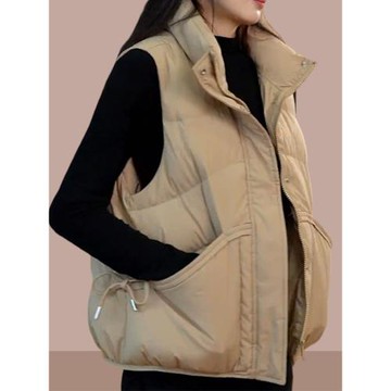 坎肩立領羽絨棉馬甲秋冬款寬松百搭減齡顯瘦馬夾保暖背心外套女裝