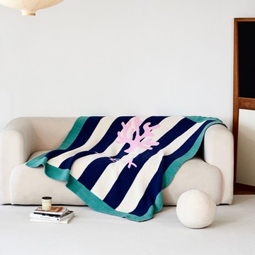 公司貨 免運 可開票 客廳沙發毯 海洋系列半邊絨蓋毯AB面 床上蓋巾秋冬毛毯針織