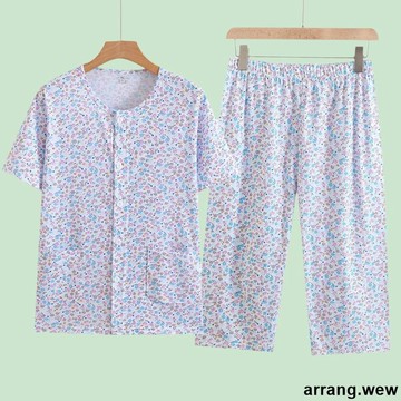 【台灣製純棉薄款】睡衣 睡褲 居家服 家居服 夏季睡衣 短袖睡衣 七分褲套裝 中老年人女士純棉睡衣 莫代爾睡衣 帶口袋