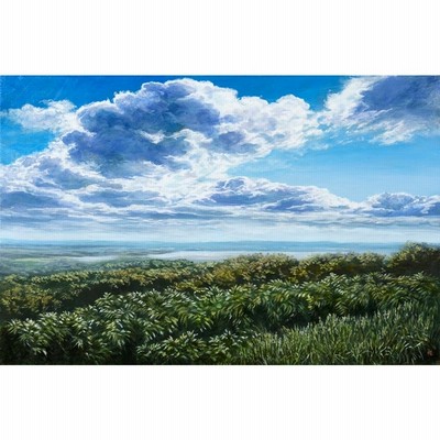 高柳 惟 「夏の空」 油彩P4号 額付き
