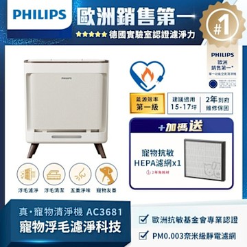 PHILIPS飛利浦 毛小奈抗敏寵物清淨機 AC3681