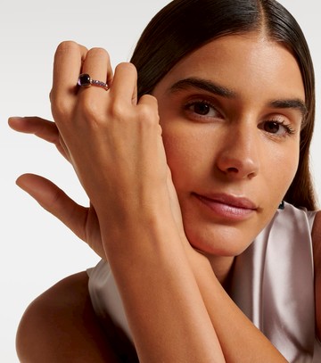 Pomellato Nudo Petit 18kt rose and white gold ring with amethyst and jade