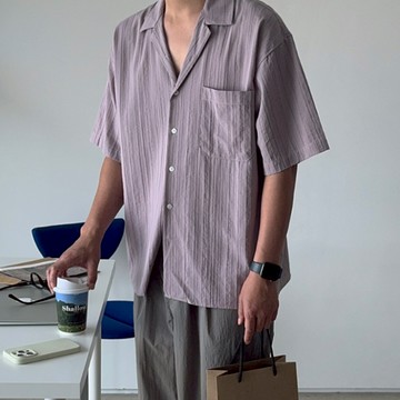 【Metanoia】 🇰🇷韓製 古巴領百褶短袖襯衫