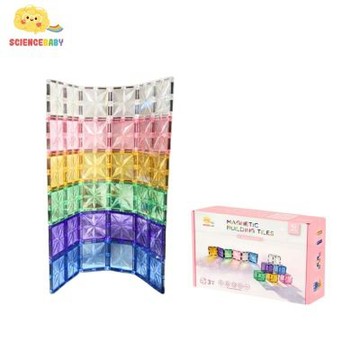【ScienceBaby】粉彩藝術家42片｜2歲+｜正方形積木｜磁力片 磁性積木 透光積木 相容磁力片 創意啟蒙玩具