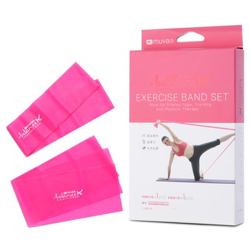 muva 瑜珈美舒展彈力組 適合全身性體態伸展 高延展性 超彈力 天然乳膠材質  彈力環(90 x 7.5 x 0.035cm) + 彈力帶(120 x 15 x 0.035cm)  螢粉羽量級  1組