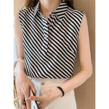 襯衫女新款2026夏季雪紡無袖韓版百搭高端職業上衣白色氣質打底衫