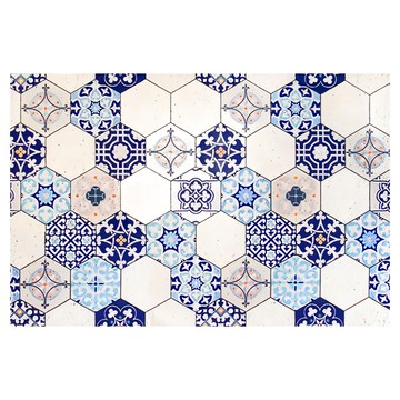 半島良品 可裁剪刮泥防滑絲圈地墊  藍雪花  1個  75 x 45cm