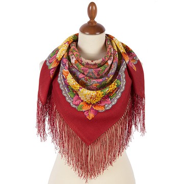 正品帕夫洛沃帕薩德俄羅斯披肩絲巾 柔軟 100% 羊毛 89x89 公分 1920-5