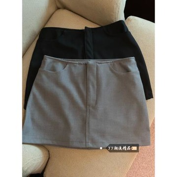 (免運)灰色辣妹a字半身裙女2025年新款秋季小個子短款西裝包臀超短裙子
