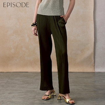 EPISODE - 舒適彈力坑條鬆緊腰直筒褲E52202