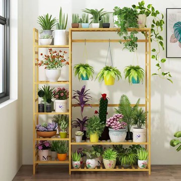 楠竹櫃式花架子置物架多層加大室內陽臺客廳綠蘿吊蘭花盆架裝飾架