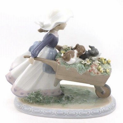 リヤドロ 「乗せてあげる」 #5460 少女 花車 犬 陶器 人形 Lladro 