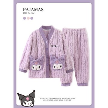 兒童秋冬款睡衣套裝女孩加厚法蘭絨冬季女童珊瑚絨2025新款家居服