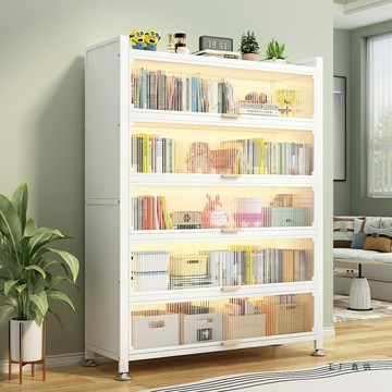 【防塵收納王】鋼製書櫃 儲物櫃 展示櫃 書架 置物架 鐵藝帶門 多層儲物 家用兒童房臥室書房儲物神器