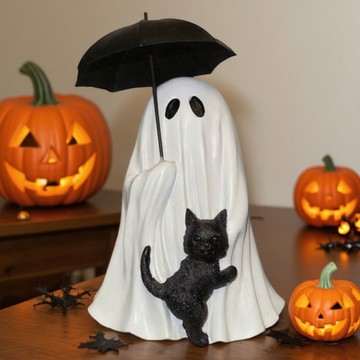 [Green party] 萬聖節幽靈裝飾擺件幽靈打傘貓擺件