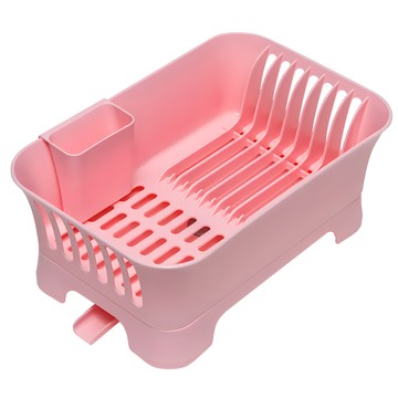 PEARL LIFE 珍珠金屬 SKIT可伸縮碗盤餐具瀝水收納架  1層  粉色  1個