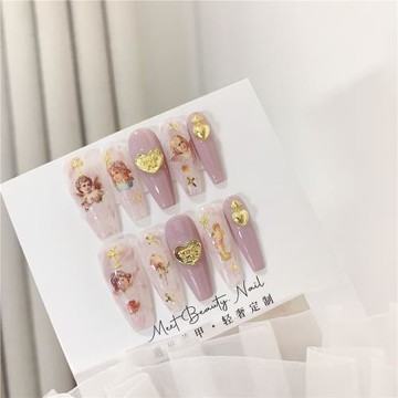 天使香芋色丨穿戴甲小眾歐美高級氛圍感辣妹網紅手工美甲成品甲片