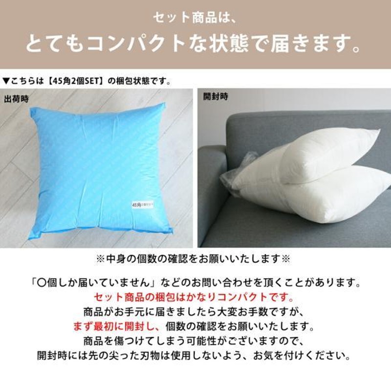 ヌードクッション 肉厚 45×45 2個セット 日本製 送料無料 クッション