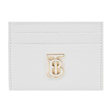 BURBERRY TB LOGO 粒面皮革卡片夾（光白色）_廠商直送