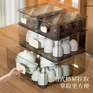 茶具收納盒透明抽屜式防塵功夫茶杯茶葉水杯疊加茶壺杯子置廠家