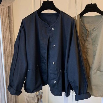 大牌商場撤柜秋新款卡其色開衫風衣外套女系帶收腰小個子短款上衣