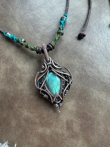 WW377 民族風 全手工編織 繞銅線 復古做舊 wire wrap 拉長石吊咀