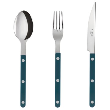 Sabre 亮面餐具3件組 海藍寶石色  餐勺 + 餐叉 + 餐刀  藍晶  1組