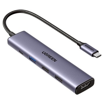 UGREEN 綠聯 五合一 Type-C集線器 HDMI + USB3.0 輕巧便攜版 4個  1組  灰色