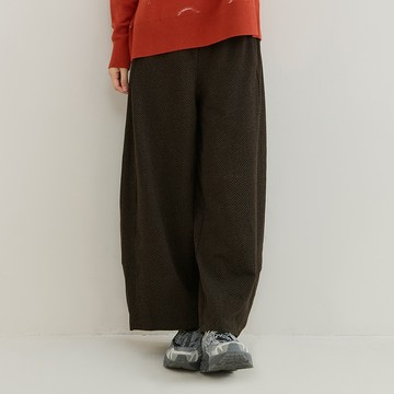 a la sha 仿毛料印花舒適寬褲