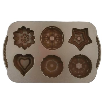 CHEFMADE 學廚 香檳金迷你6杯多型蛋糕模  17.2 x 11.2 x 3cm  1盒