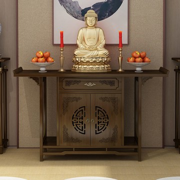免運 可開發票 神台 供桌神臺家用經濟型佛龕客廳實木觀音財神供奉桌新中式香案玄關-