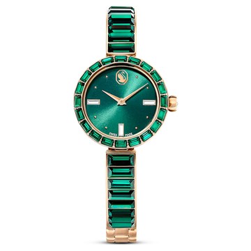 【Swarovski 施華洛世奇】Matrix bangle 手錶 (瑞士製造 水晶錶鏈 綠色 香檳金色潤飾) (5690808)