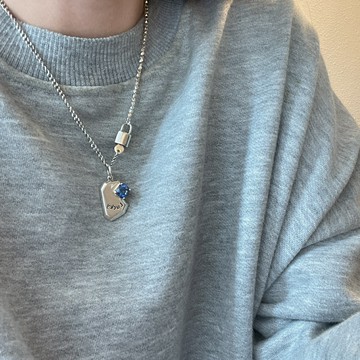 小寶925純銀鑰匙鎖頭拼接碎銀子毛衣項鏈女裸鏈莫蘭迪鉆lucky吊墜